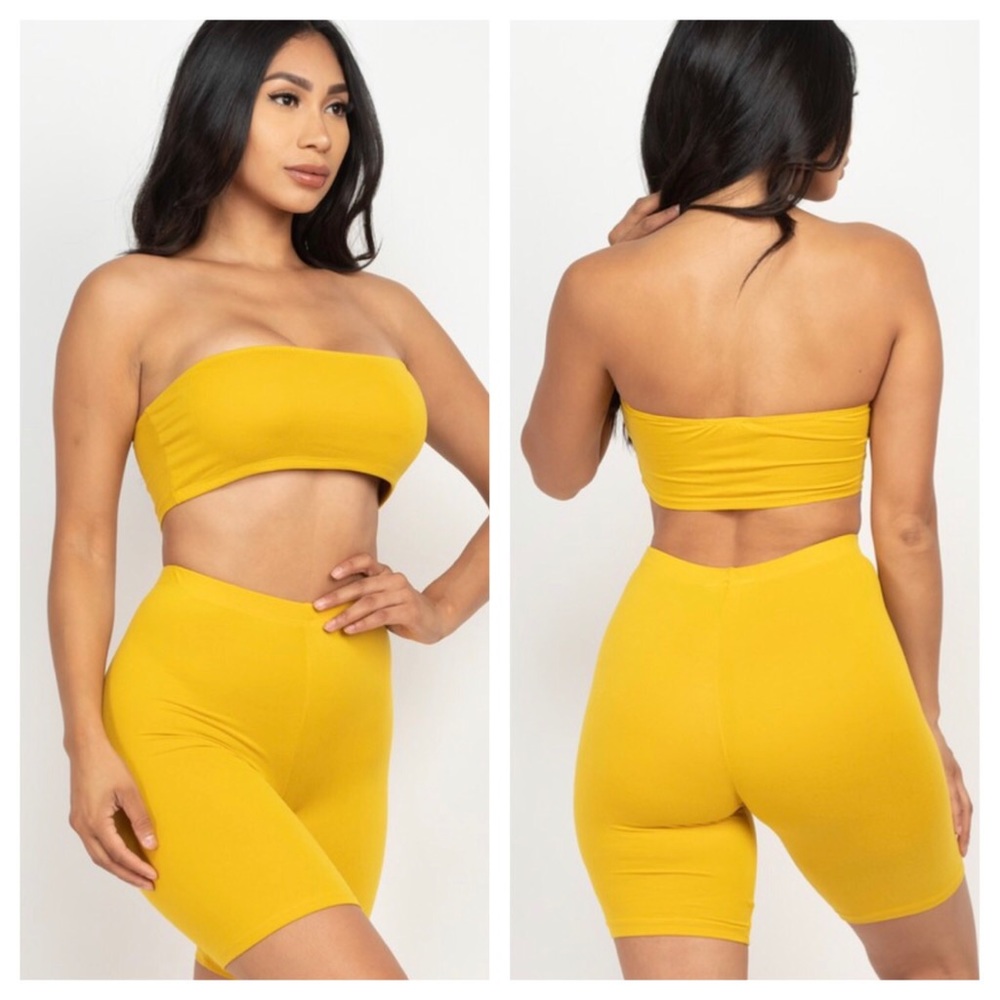 🆕 ↙️ Cropped Tube Top & Biker Short Set